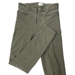 Chicos Moto‎ Pants Women's 1 Regular 8 US Green Zip Pockets 28" Inseam High Rise